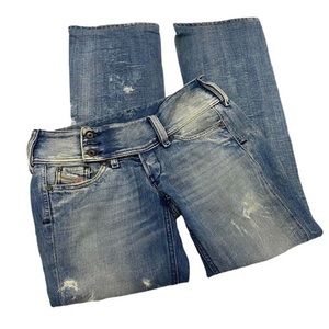 Diesel Cherock low rise bootcut distressed denim jeans